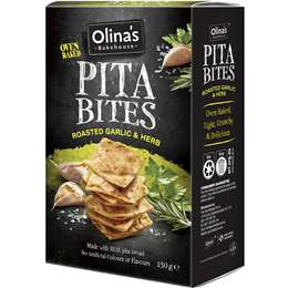 Olina's Pita Bites Roasted Garlic & Herb 130g