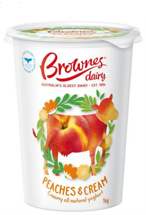 Brownes Peaches and Cream Yoghurt 1kg