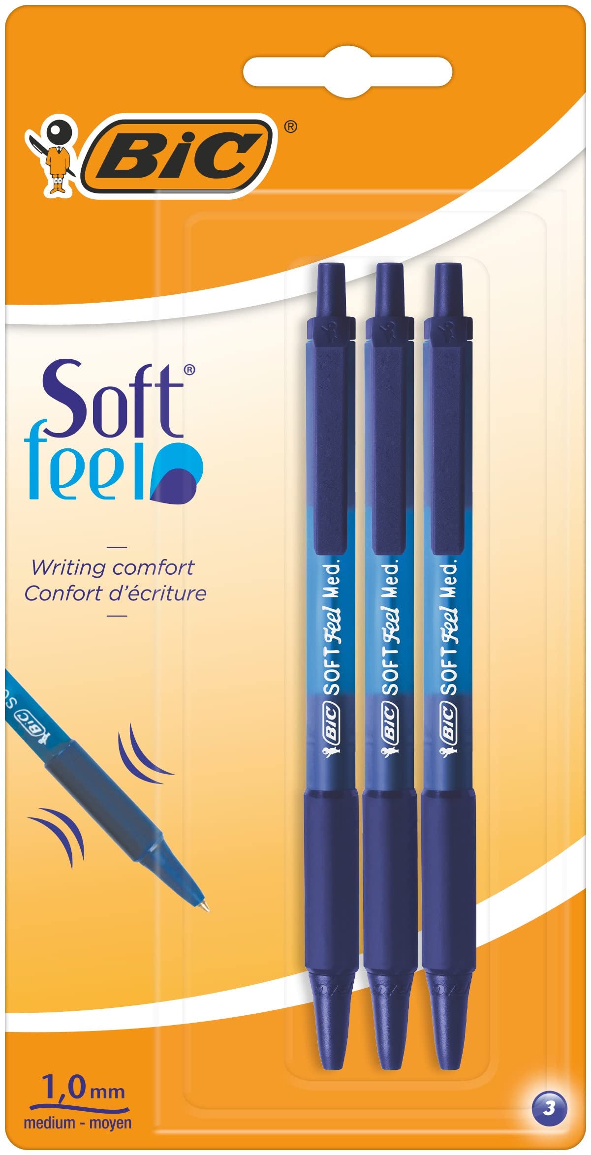 Bic Softfeel Pen Blue 3pk