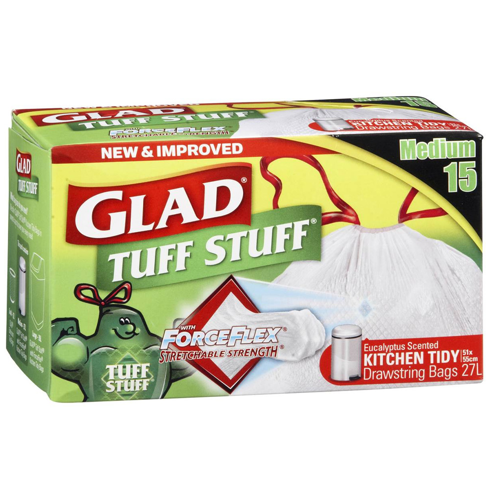 Glad Tuff Stuff Kitchen Tidy Bags Medium 27L 15pk